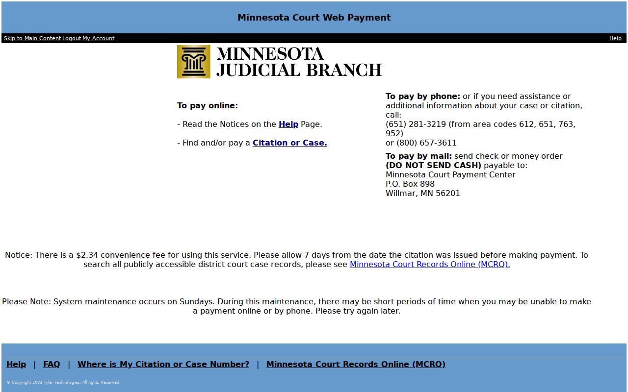 Carlton County traffic ticket online payment service
