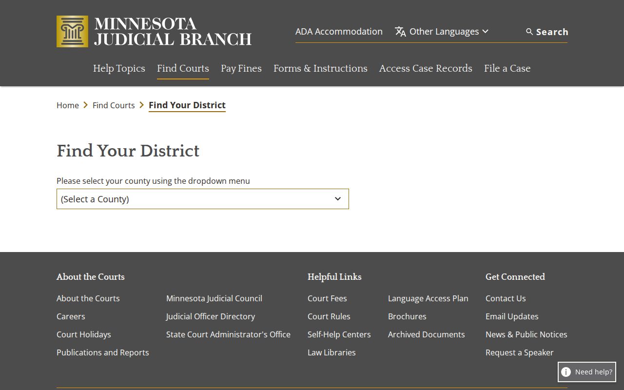 Carlton County court docket Sixth Judicial District court map
